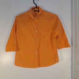 Tangents Button Down Orange Cotton Shirt Sz L